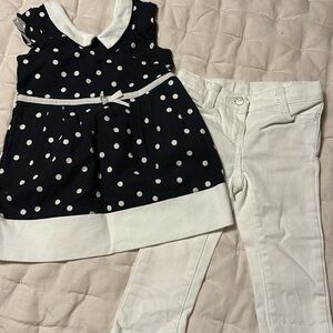 Janie & Jack white denim and black and white thick tunic